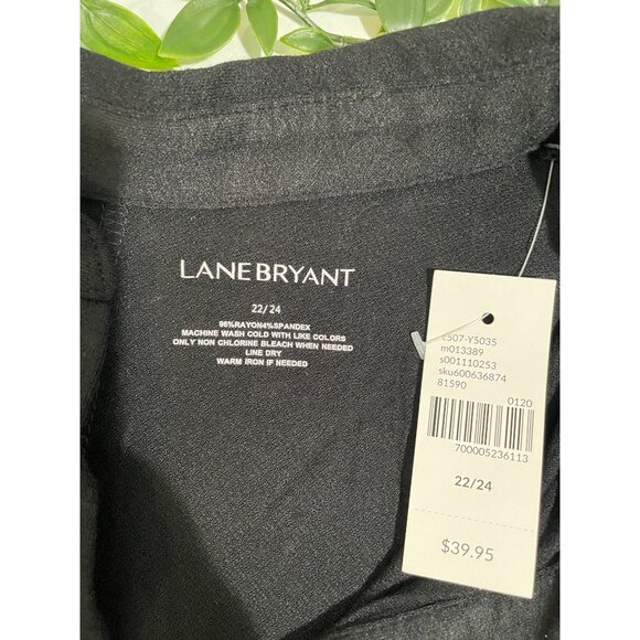 Lane Bryant Womens Black Plus Size 22/24 Short Sleeve Collared Flowy Top - Picture 6 of 10